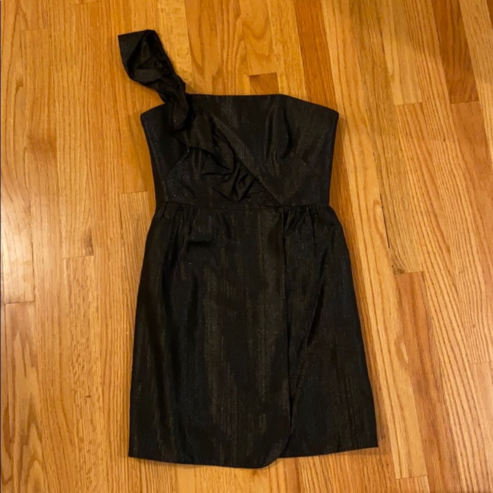 Milly one shoulder cocktail dress with ruffle